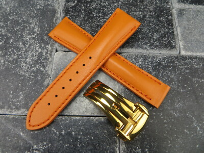 20mm Kalb Lederarmband Orange Uhr Band Faltschließe Set Für Omega