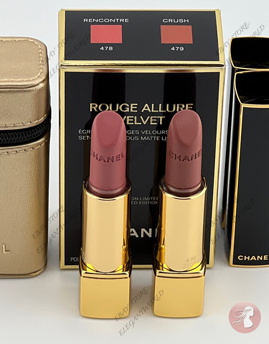 CHANEL Rouge Allure Velvet Lipstick Set 478, 479, Gold Case