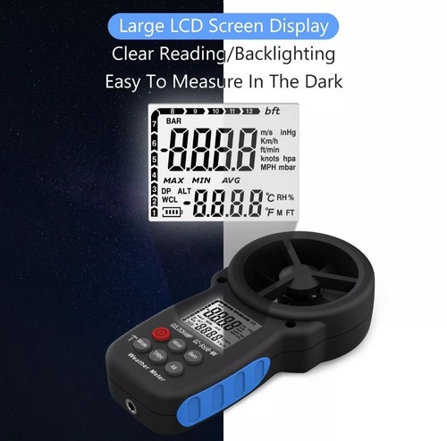 Neu HoldPeak 866B Digitales Windmessgerät Hand Windgeschwindigkeit Temperatur Wind Chill - Bild 14 von 20