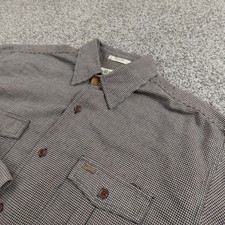 Orvis Shirt Mens XL Gray Houndstooth Flannel Button Up Long Sleeve Work Outdoor