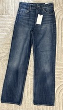 Zara Full Length M High Waist Wide Leg Blue Jeans Size UK 12 New Condition