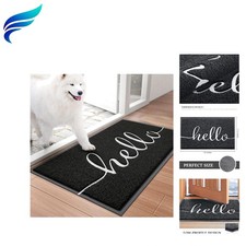 Charming Black Welcome Doormat 30x17.5  , Non-Slip for Entryway and Patio