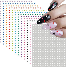 12 Sheets Heart Nail Art Stickers - 3D Self Adhesive Valentines Nail Stickers -
