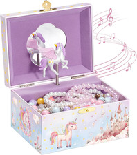 Unicorn Jewelry Box for Girls, Kids Musical Jewelry Boxes with Spinning Unicorn