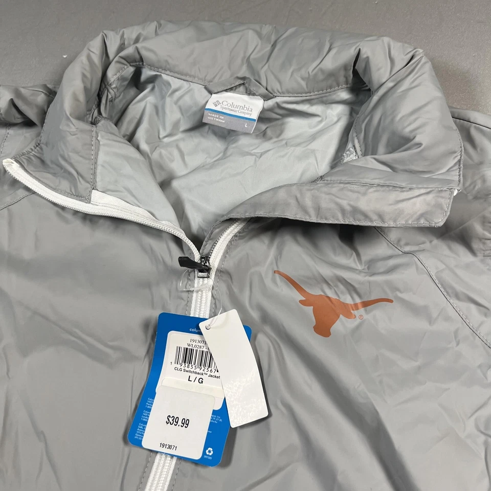Texas Longhorns Jacket Womens Large Gray NCAA College Hooded Switchback Columbia - Image 2 of 4