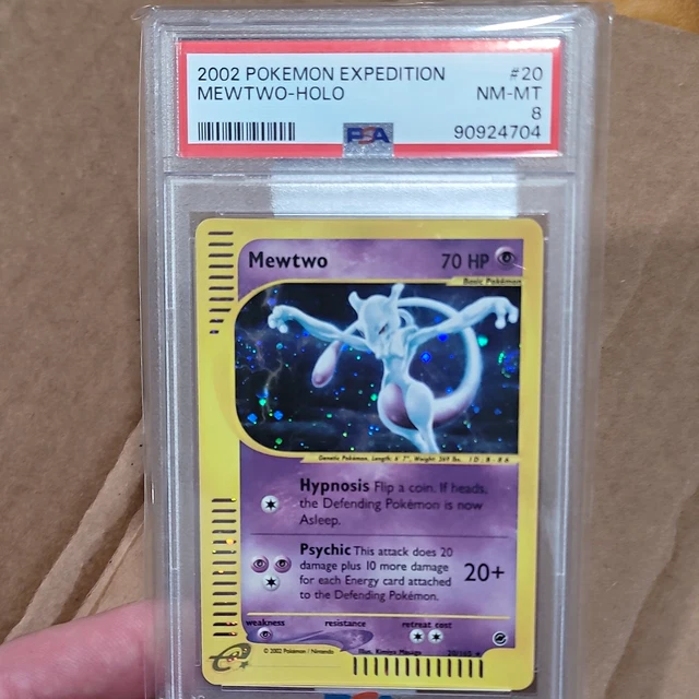 Pokemon 2002 Expedition Base Set Mewtwo 020/165 Holo Rare EN PSA 8
