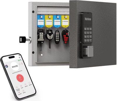 Smart 16-Key Lock Box with Bluetooth & Wi-Fi for Secure Key Management