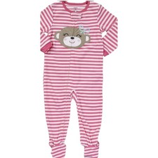 Carter's Girls Pink Monkey Micro Fleece Pajama PJ 1 PC 5T Blanket Sleeper footed
