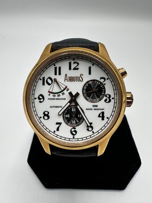 ARBUTUS Rose Gold-Tone Automatic Date 41mm Watch w/Power Reserve; Runs Great!