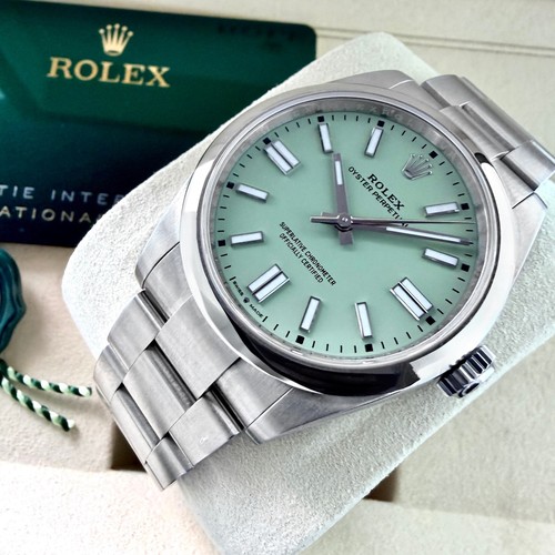 2026 Rolex 41mm Oyster Perpetual 134300 Box Papers- Pistachio Dial