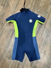 Rip Curl Youth Shorty Wetsuit Navy Blue w/ Green Accents Size 12 WSP6AJ