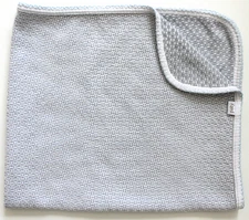 Paty Inc Knit Baby Receiving Swaddle Blanket Gray White Lightweight 26x22 USA