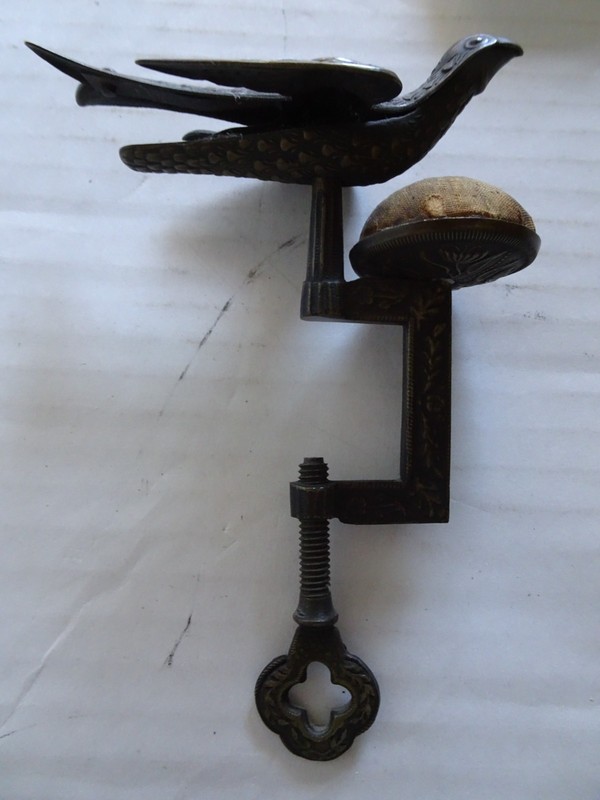 Sewing Bird Clamp - for Sewing and Hemming - Antique - Victorian - Brass