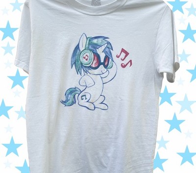 DJ pon-3 CUSTOM handmade y2k hand drawn my little pony shirt mlp size M OOAK