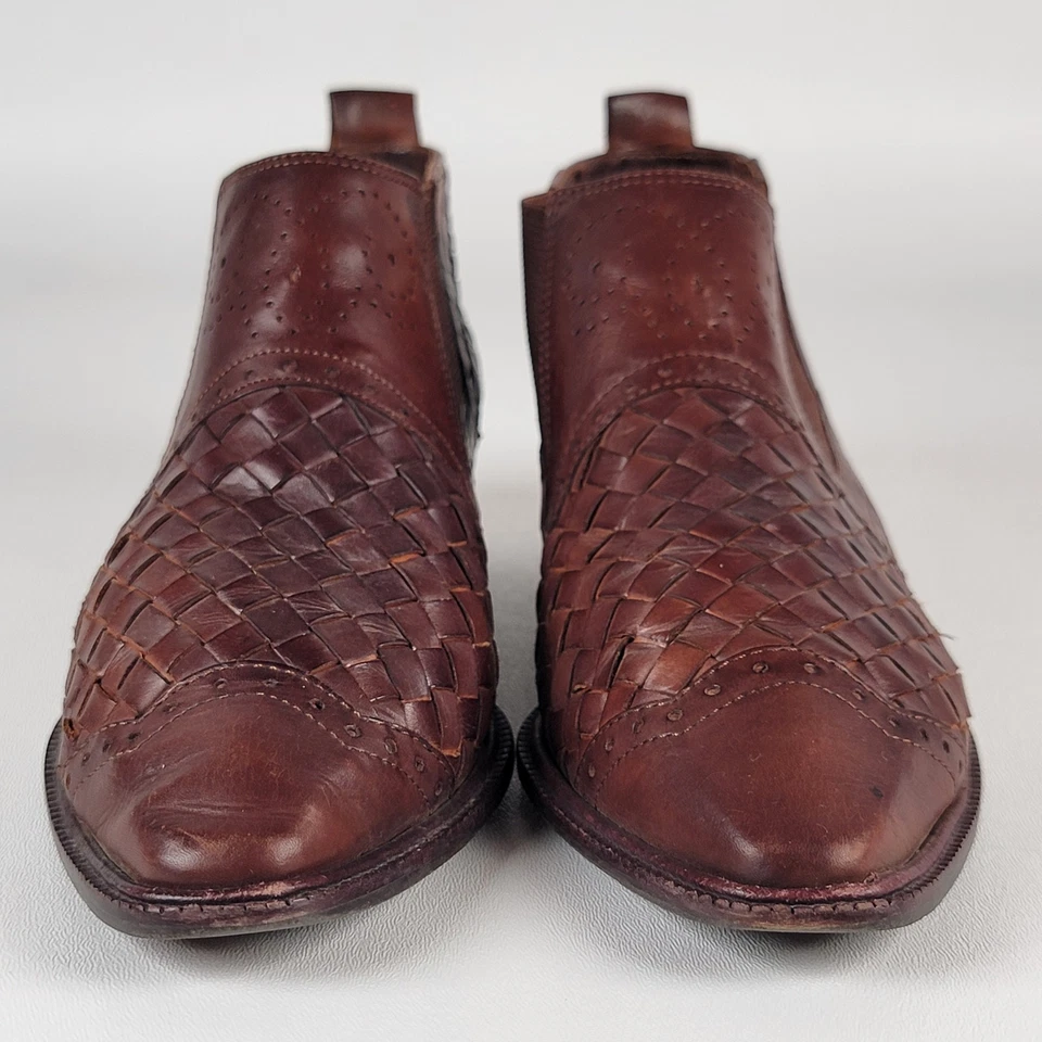 Vintage Bandolino 90’s Leather Woven Booties Brown Women's 7 M - Image 3 of 4