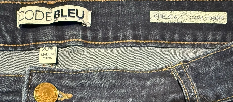 Code Bleu Size 20W Chelsea Classic  Straight Leg Stretch Denim Jeans Medium Wash - Image 3 of 3