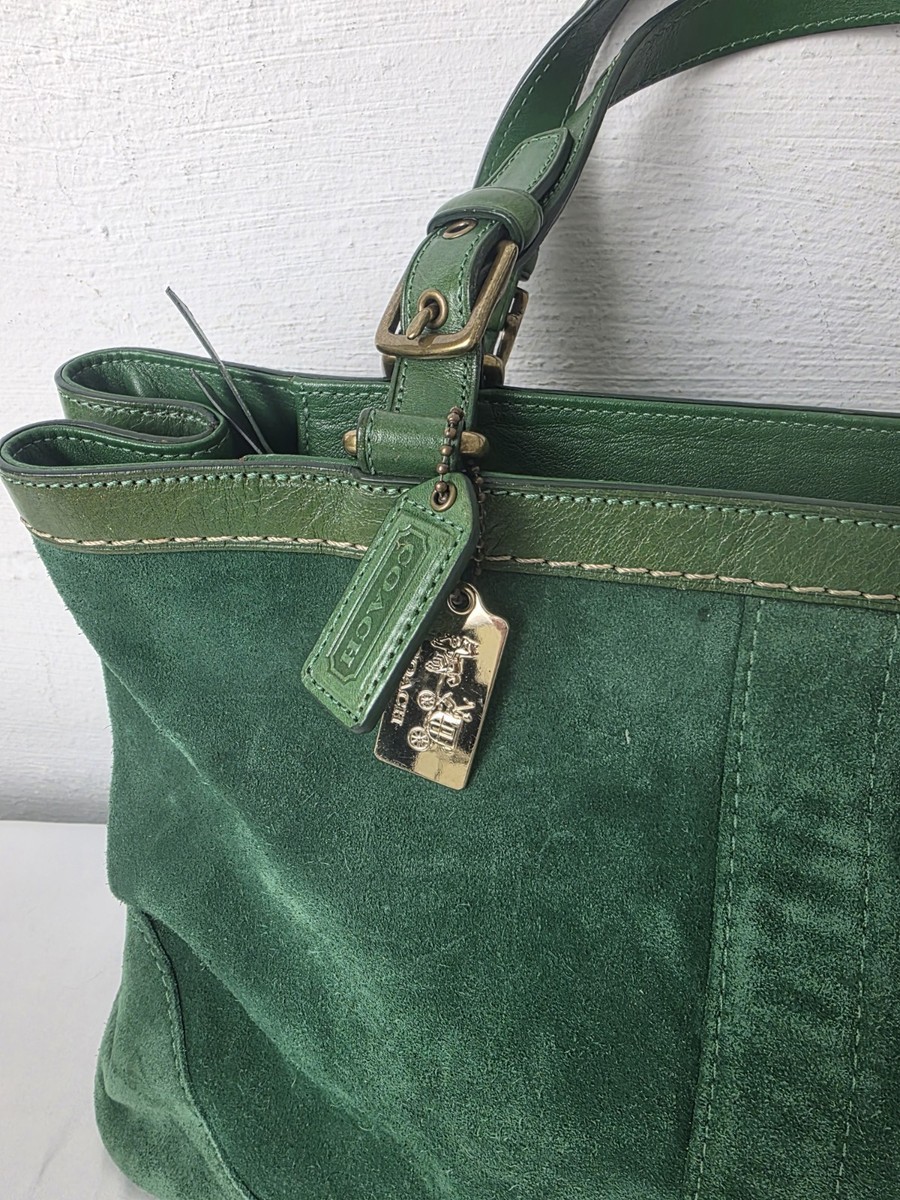 小物 Vintage COACH Teal Suede Tassel Charm Vintage Coach 7477 Suede Tassel Satchel Bag Emerald Green Coach