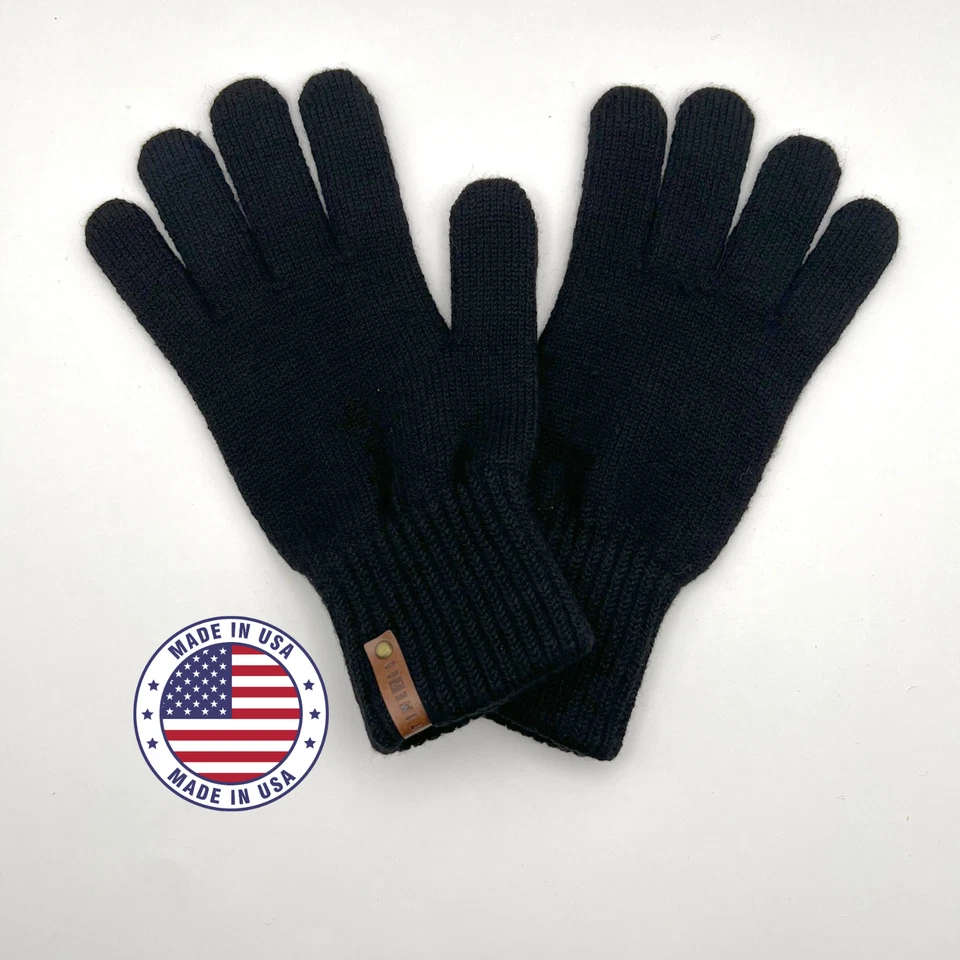 Feito nos EUA: luvas masculinas de lã de caxemira de malha - Imagem 2 de 4