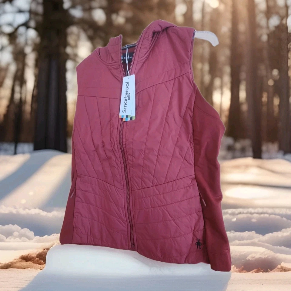 Smartwool Smartloft Hooded Merino Vest Full Zip Red Currant Women’s Large $185 - Image 2 of 4