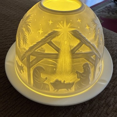 Beautiful 3D Design Of Nativity Scene 3 Piece Ceramic Candle Holder With Candle