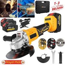 21V 125mm Brushless Cordless Angle Grinder Cutter 2 Battery Carry Box 5 Disc