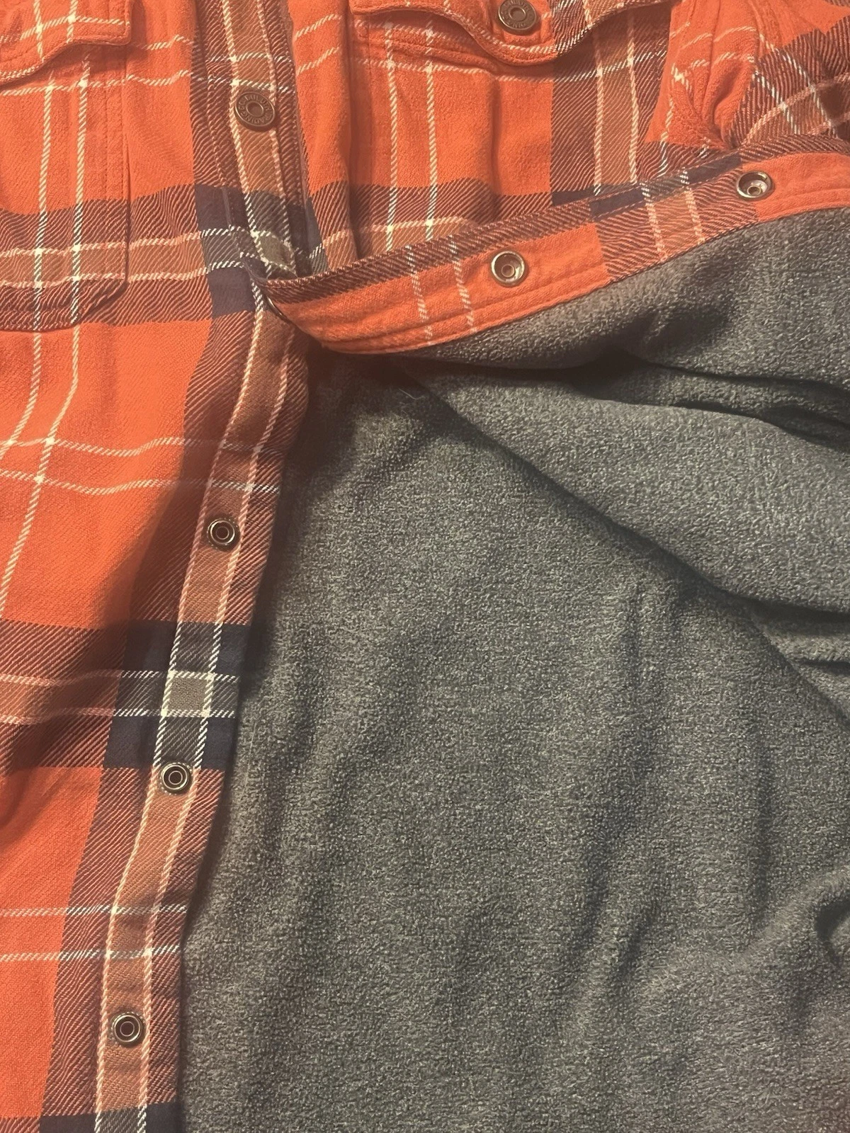 Duluth Trading Co. Men’s L Orange Plaid Flannel Lined Shacket Jacket Sherpa - product detail image 5