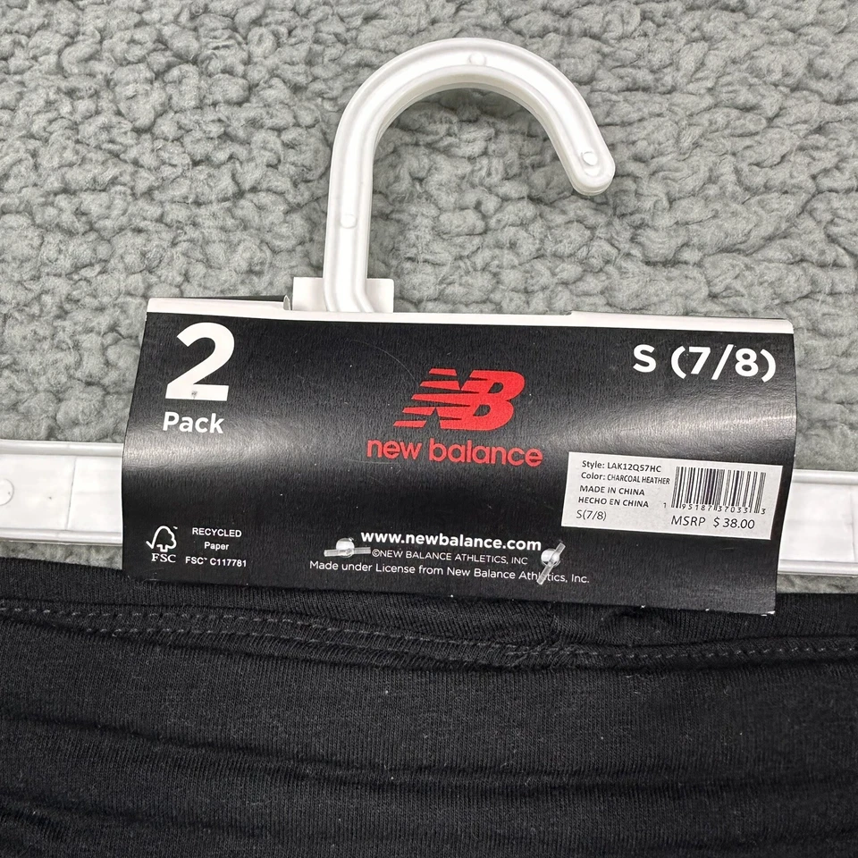 New Balance Pantalones Niñas Pequeños 7/8 Leggings Atléticos Paquete de 2 Negro Gris Arco Iris Foto 2 de 4