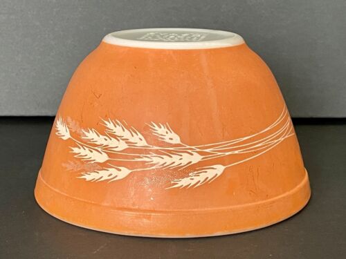 Pyrex Autumn Wheat Nesting Mixing Bowls Set Of 4: 3 Orange & 1 Bonus 404 Green - Picture 18 of 21