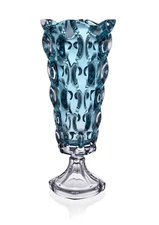 Footed Vase 15"Crystal Aquamarin Bud Vase Home Decor Bohemia Crystal Flower Vase