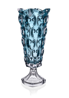 Footed Vase 15''Crystal Aquamarin Bud Vase Home Decor Bohemia Crystal Flower Vase