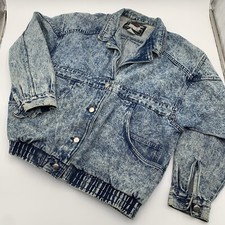 Vintage Ruth Douglas 80’s Acid Washed Denim Jean Jacket Womens Large Pockets