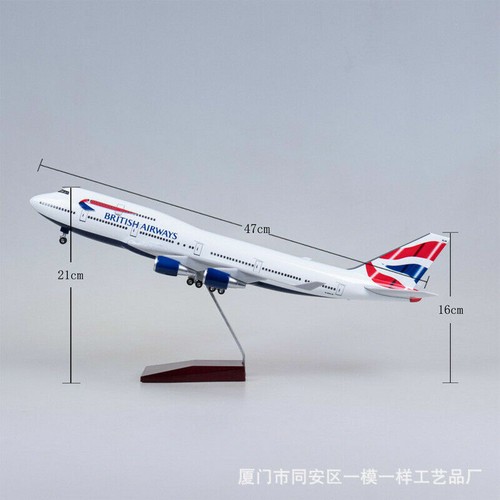 1/150 Resin 47cm British Airways 747-400 Passanger Airplane w/ Voice Light Toy - Picture 8 of 10