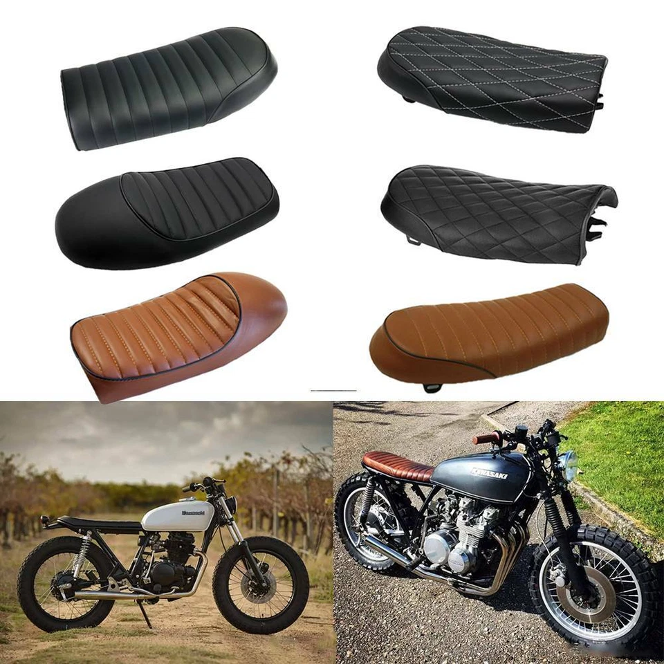 For kawasaki KZ 200 400 650 800 1000 Vintage Cafe Racer Flat&Hump Saddle Seat JQ - Image 2 of 4