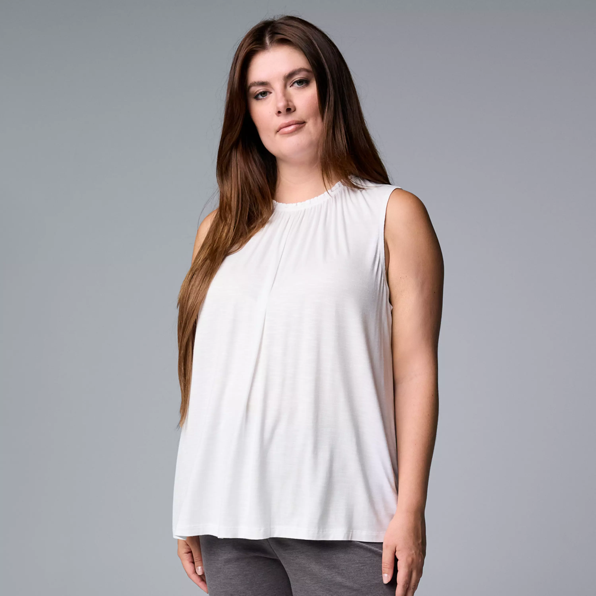 Simply Vera Vera Wang Shirred Tank Top Shirt Blouse Women Plus Size 1X 2X  3X 4X