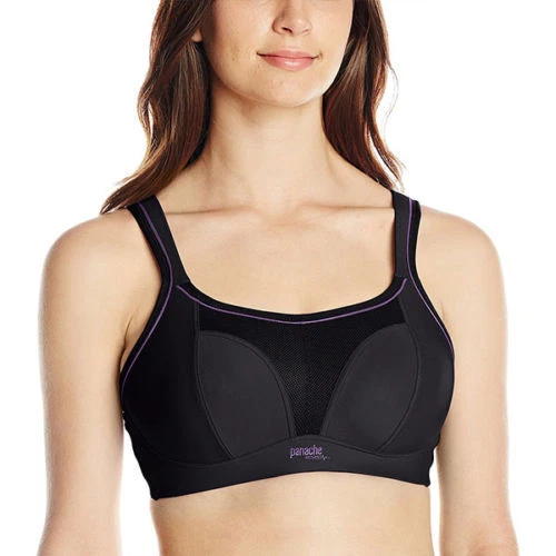 Panache Non Wired Sports Bra, Size 38C, Black, NWT