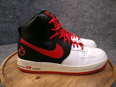 Nike Men's Air Force High Atlanta Away Black Red Sneakers Size 11  BV7459-100