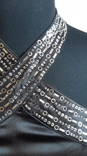J Lo by Jennifer Lopez Embellished Halterneck Sexy Tank Top Party Tie Belt Sz S - Picture 3 of 15