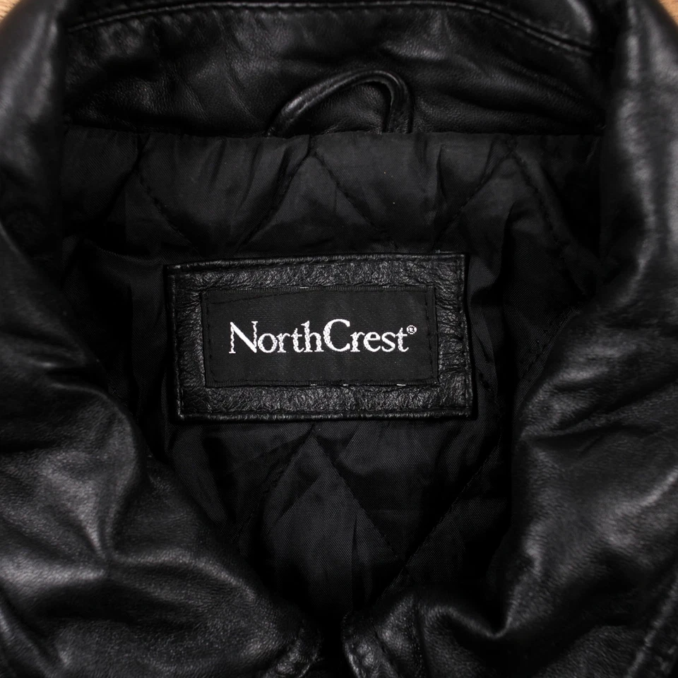 Chaqueta de Cuero NorthCrest Vintage L 90s Bomber Negra Foto 3 de 4