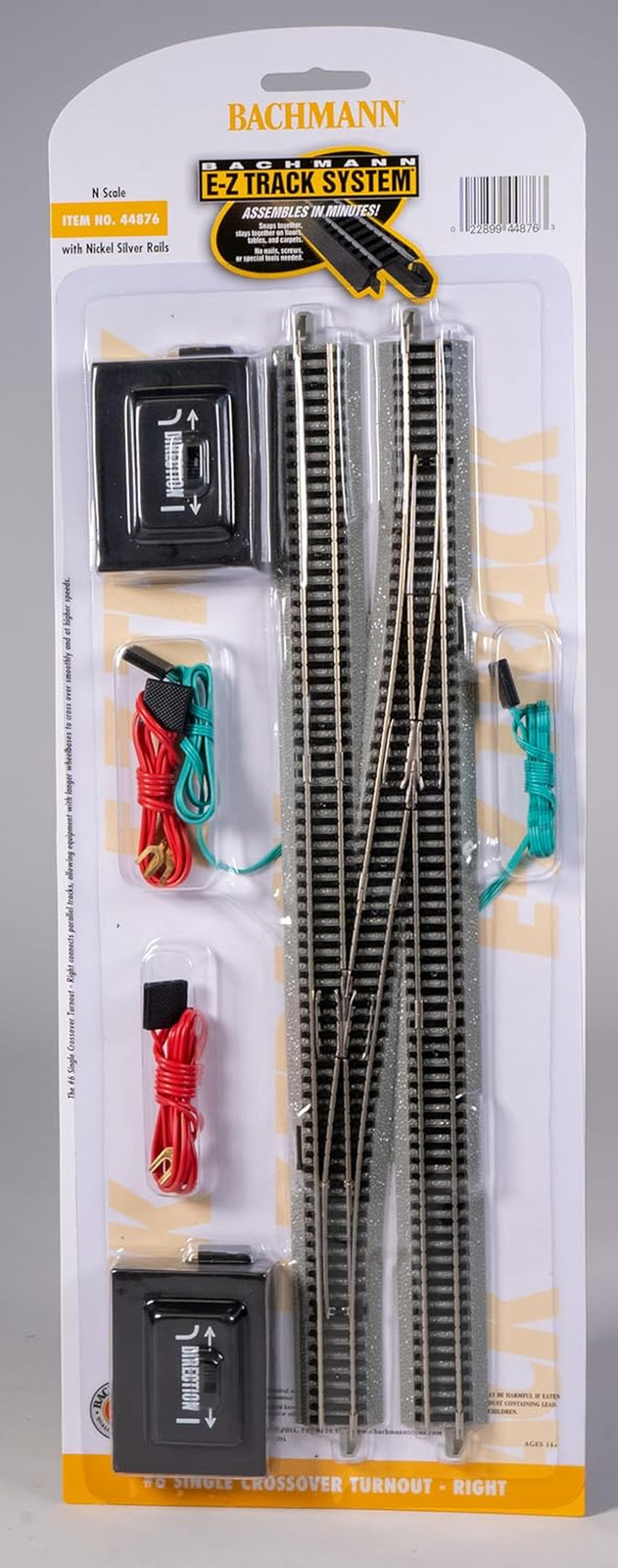 Industries E-Z Track 6 Single Crossover Turnout - Right (1/Card) N Scale, Grey