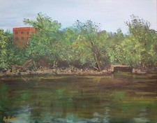 Fox River In Downtown Elgin Illinois Plein Air Painting by Ryan S Klopfenstein 