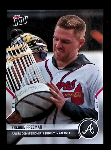 2021 Topps NOW Card OS-03 Freddie Freeman Celebrates World Series Win BRAVES