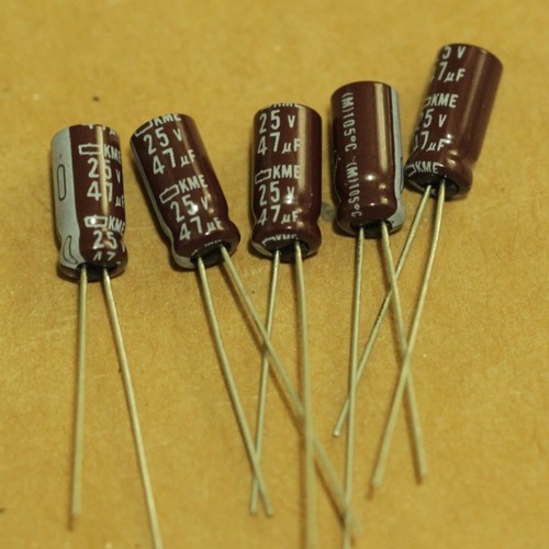 20Pcs KME25VB47RM5X11LL 47uF 25V 105C KME Miniature Solvent Proof Capacitor - Picture 3 of 3