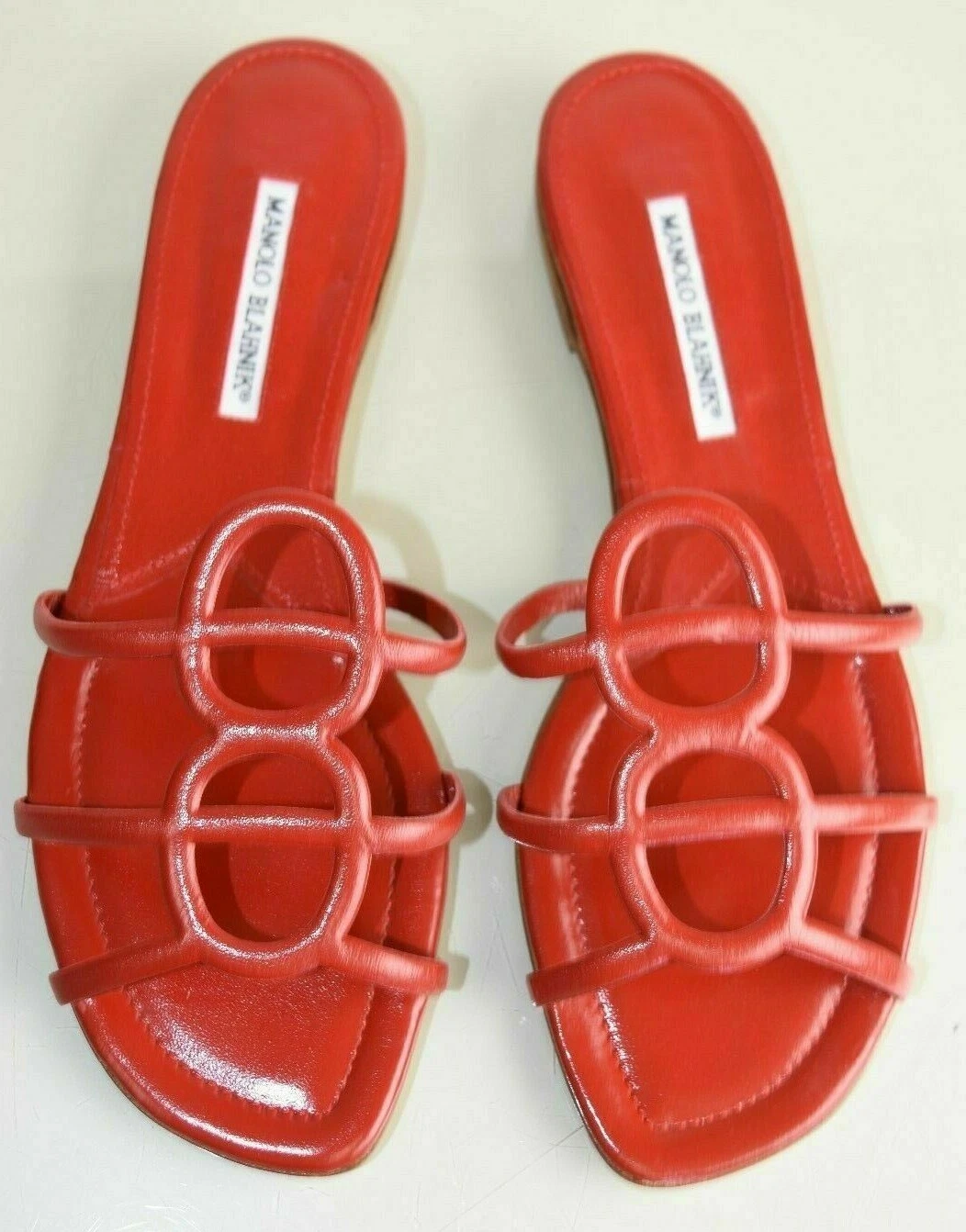 MBT $875 NUOVI sandali bassi Manolo Blahnik PULCHE slide pelle rosso mulo scarpe 40 5