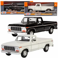 1979 FORD F-150 PICKUP TRUCK 1:24 DIECAST MODEL CAR MOTORMAX 79346 Black / White
