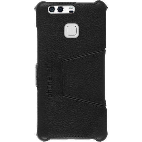 Echt-Lederhülle für Huawei P9 Leder-Case schwarz + Glasfolie - Bild 6 von 7
