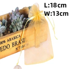 50 Pcs Gold 5.1''X 7'' Drawstring Sheer Organza Gift Jewelry Candy Goodie Bags