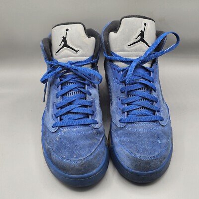 Nike Air Jordan 5 Retro Blue Suede Men's Size 10 Triple Blue