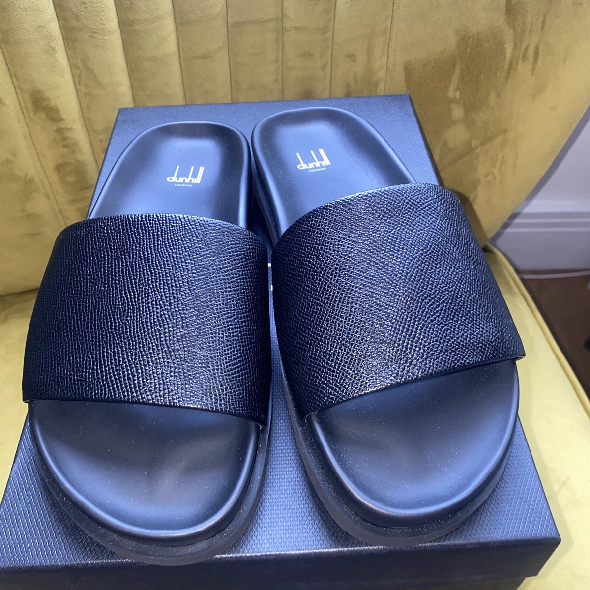 Alfred Dunhill Mens Cadogan Sliders Leather Black Size 41