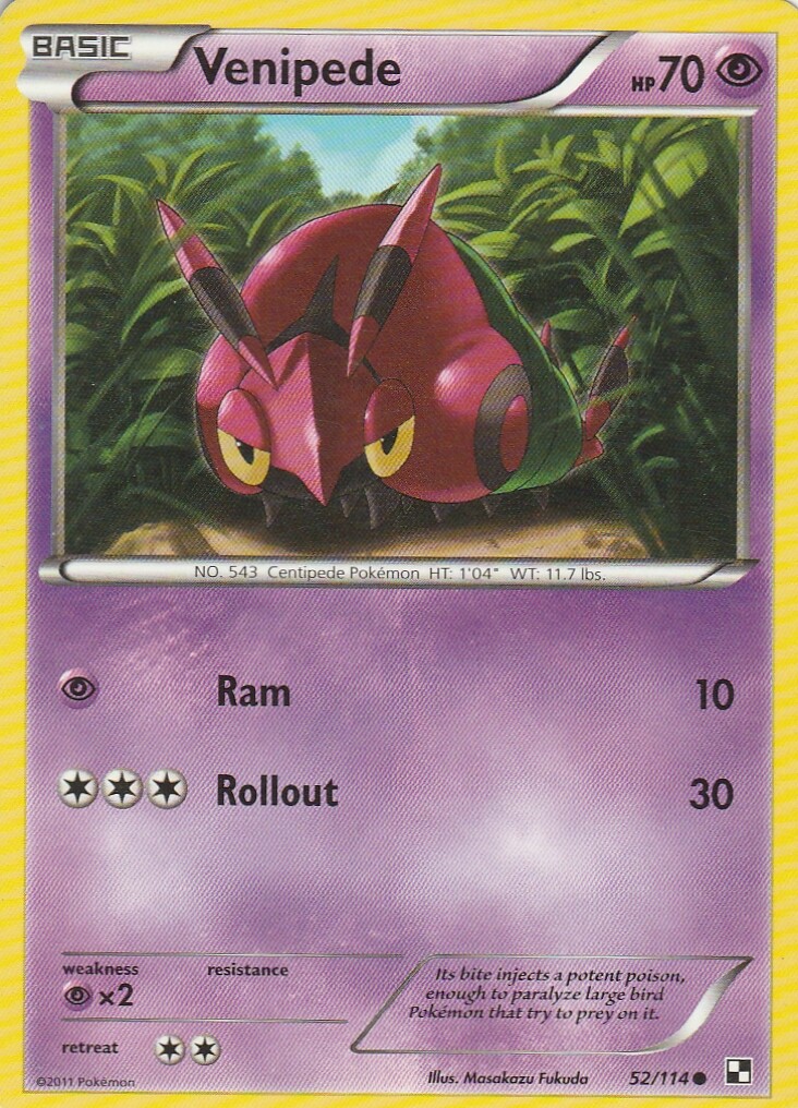 Venipede 52/114 Pokemon Black and White Base