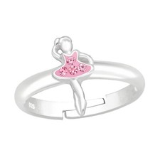 Kinder Ring Ballerina 925 Silber Fingerring verstellbar Kinderschmuck